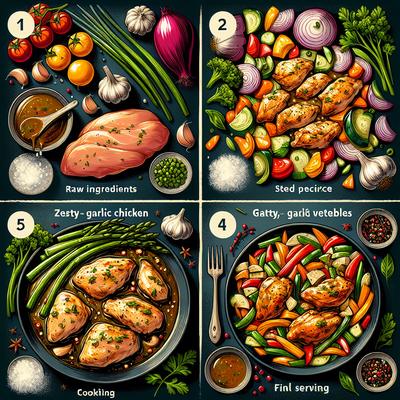 Image of 4 Step Zesty Garlic Chicken Veggies