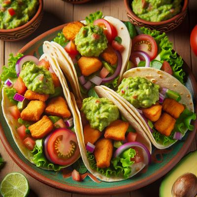 Image of 5 Minute Easy Vegan Chicken Guacamole Tacos