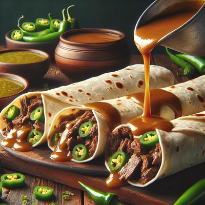 Image of 5 Minute Wet Beef Green Chile Burritos