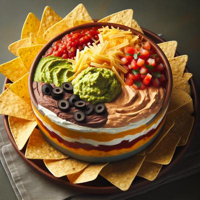 Image of 6 Layer Dip with Tortilla Chips