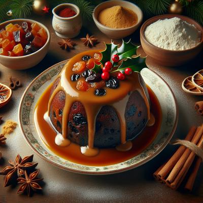 Image of 7 Cup Steamed Christmas Pudding with Butterscotch Sauce