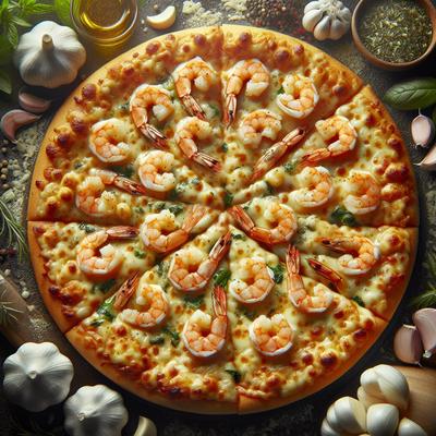 Image of 9 Head Garlic Blast Cheese Pizza with Shrimp