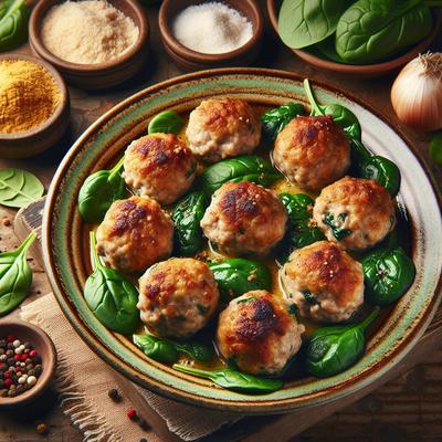 Image of Baked Turkey Meatballs with Spinach