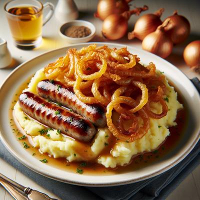 Image of Bangers and Mash with Golden Onions