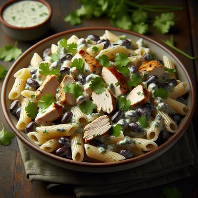 Image of Black Bean Chicken Pasta Salad with Creamy Cilantro Dressing
