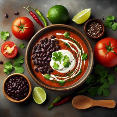 Image of Black Bean Tomato Soup with Cilantro Lime Cream