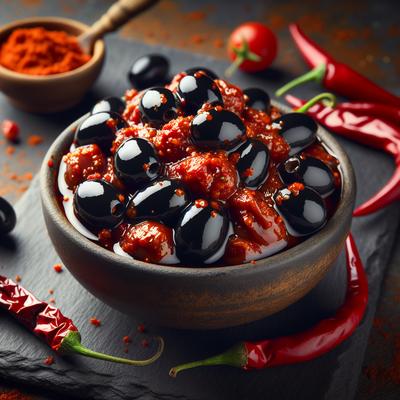 Image of Black Olives with Red Pepper Harissa