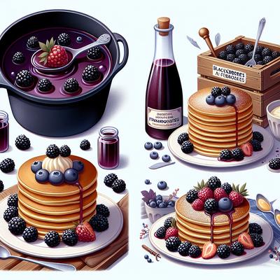 Image of Blackberry Pancakes with Blackberry Coulis Aux Framboises