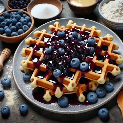 Image of Blueberry Waffles and Blueberry Sauce