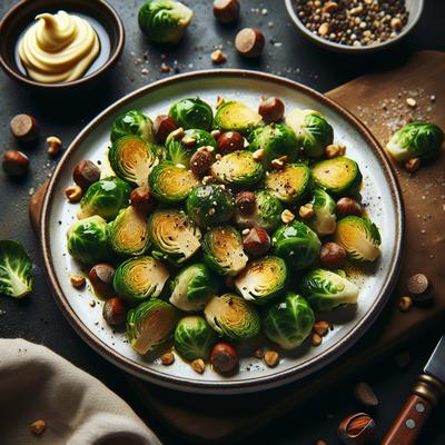 Image of Brussels Sprouts with Black Pepper Butter Hazelnuts
