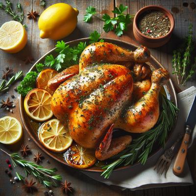 Image of Butterflied Chicken with Herbs and Sticky Lemon