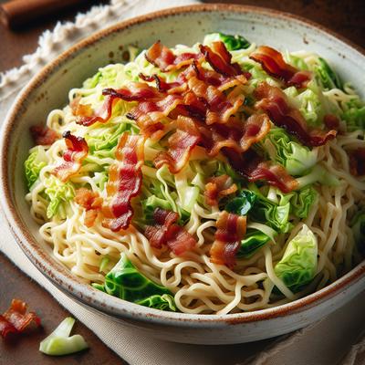 Image of Cabbage Noodles with Crispy Bacon