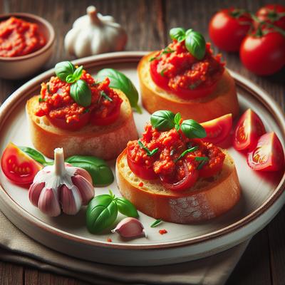 Image of Canapes with Garlicky Tomato Spread