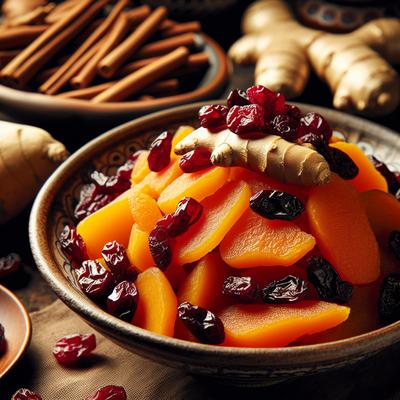 Image of Candied Ginger Sweet Potatoes with Dried Cranberries
