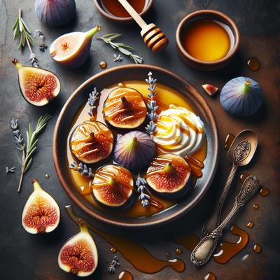 Image of Caramelized Figs with Lavender Honey and Cream