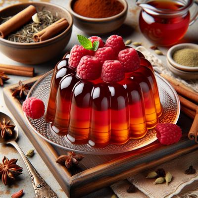 Image of Chai Tea Jelly Jello with Raspberries