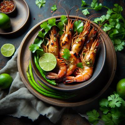 Image of Chargrilled Prawns Shrimp with Coriander and Lime