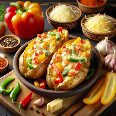 Image of Cheese and Bell Pepper Stuffed Potato Skins