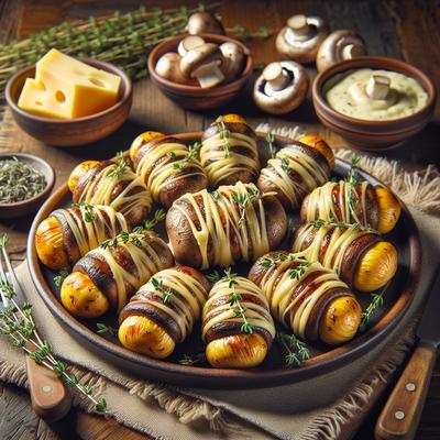Image of Cheese and Thyme Wrapped Mushrooms