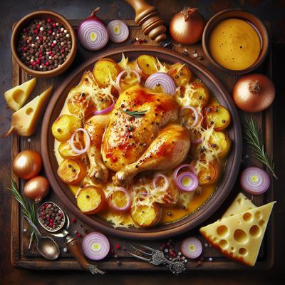 Image of Cheesy Chicken and Potatoes with Shallot Wine Sauce
