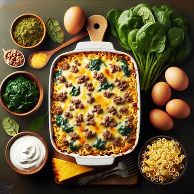 Image of Cheesy Ground Beef Spinach Sour Cream Noodle Casserole