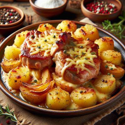 Image of Cheesy Pork Chops and Potato Bake