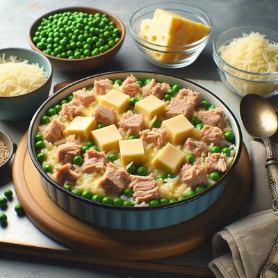 Image of Cheesy Tuna Rice and Peas