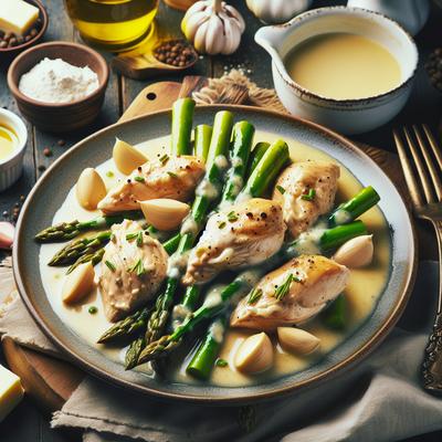 Image of Chicken and Asparagus in White Wine Sauce