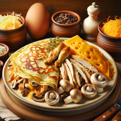 Image of Chicken Cheddar Crepes with Mushrooms