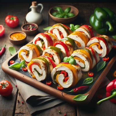 Image of Chicken Rolls Stuffed with Bell Peppers