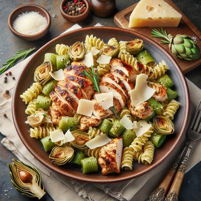 Image of Chicken with Fusilli Artichoke Hearts and Parmesan