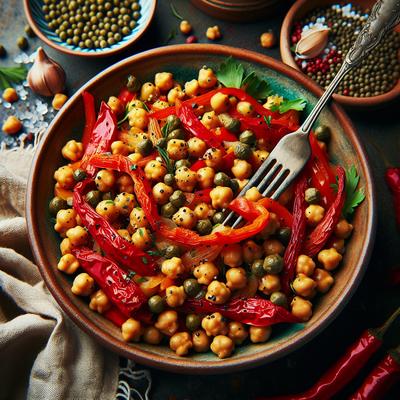 Image of Chickpea Roasted Peppers and Capers Salad
