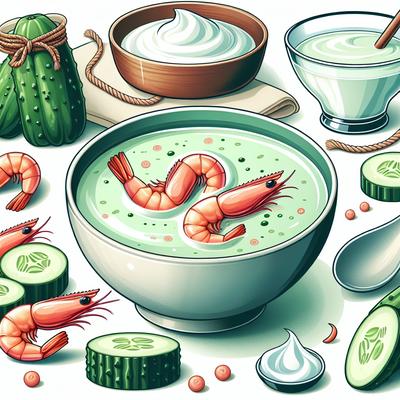 Image of Chilled Cucumber Yoghurt Soup with Prawns