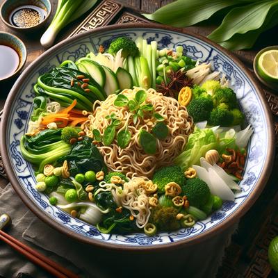 Image of Chinese Noodles with Greens