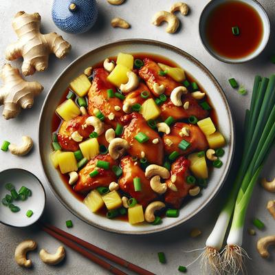 Image of Chinese Pineapple Chicken with Cashew Nuts Ginger Spring Onion
