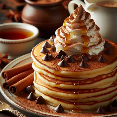 Image of Chocolate Chip Pancakes with Cinnamon Cream