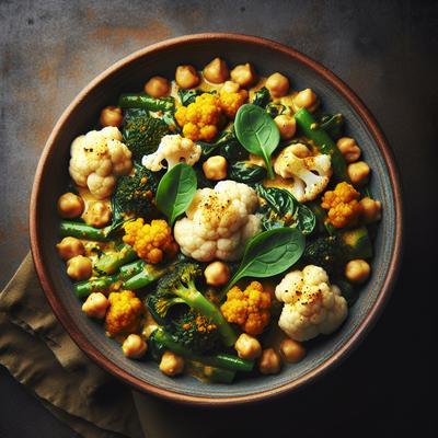 Image of Coconut Curried Chickpeas Cauliflower and Spinach