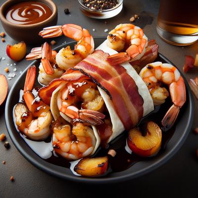 Image of Copycat Red Lobster's Peach Bourbon Bbq Shrimp Bacon Wrap
