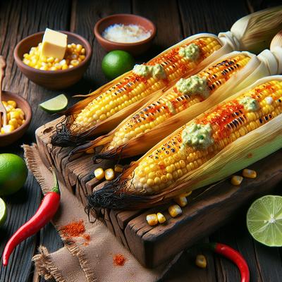 Corn Cooked in Husks on the Grill with Chile Lime Butter