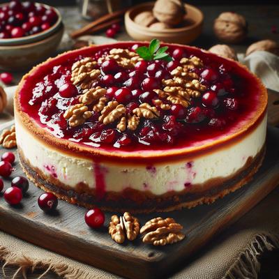 Image of Cranberry Cheesecake with Walnut Crust