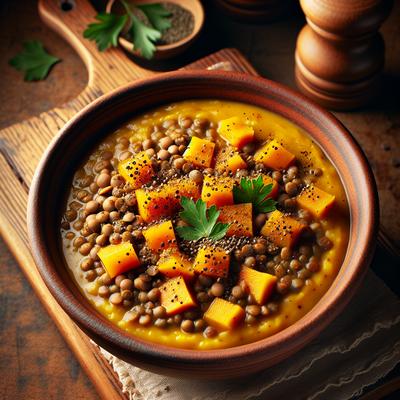 Image of Creamy Acorn Squash and Lentil Soup Vegan