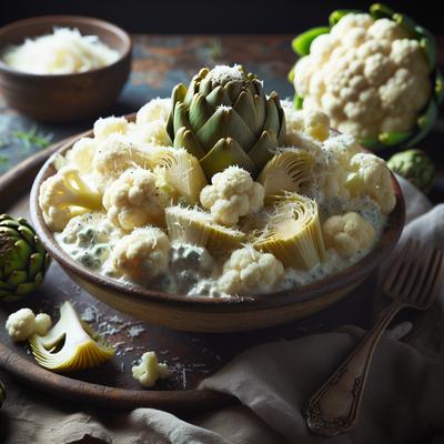 Image of Creamy Cauliflower and Artichoke Salad with Parmesan Cheese