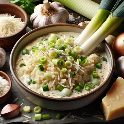 Image of Creamy Garlic Parmesan Leeks and Rice