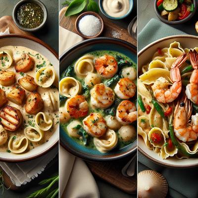 Image of Creamy Herb Chicken Tortellini or Shrimp Scallops or Meatless