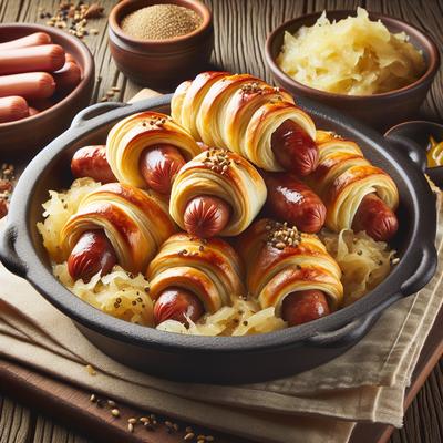 Image of Crescent Wrapped Brats and Sauerkraut