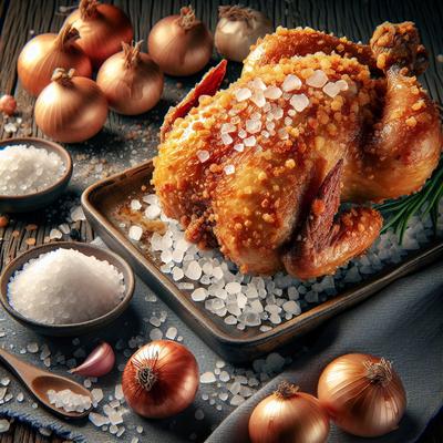 Image of Crispy Salt Crusted Chicken with Roasted Shallots