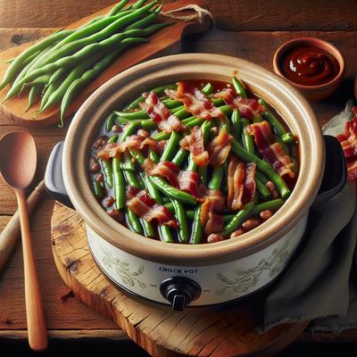 Image of Crock Pot Southern Style Barbecue Green Beans with Bacon