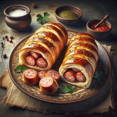 Image of Crusty Sausage Filled Bread Rolls