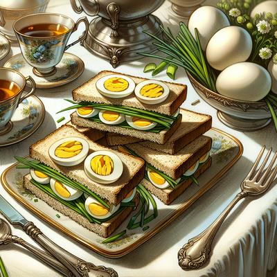 Image of Dainty Egg and Chive Tea Sandwiches for Tea Time