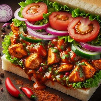 Image of Delicious Indian Spicy Chicken Sandwich Filling